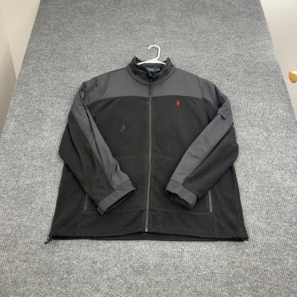 Polo Ralph Lauren Jacket Mens XL Black Polyester Nylon Full Zip Mock Neck Style‎